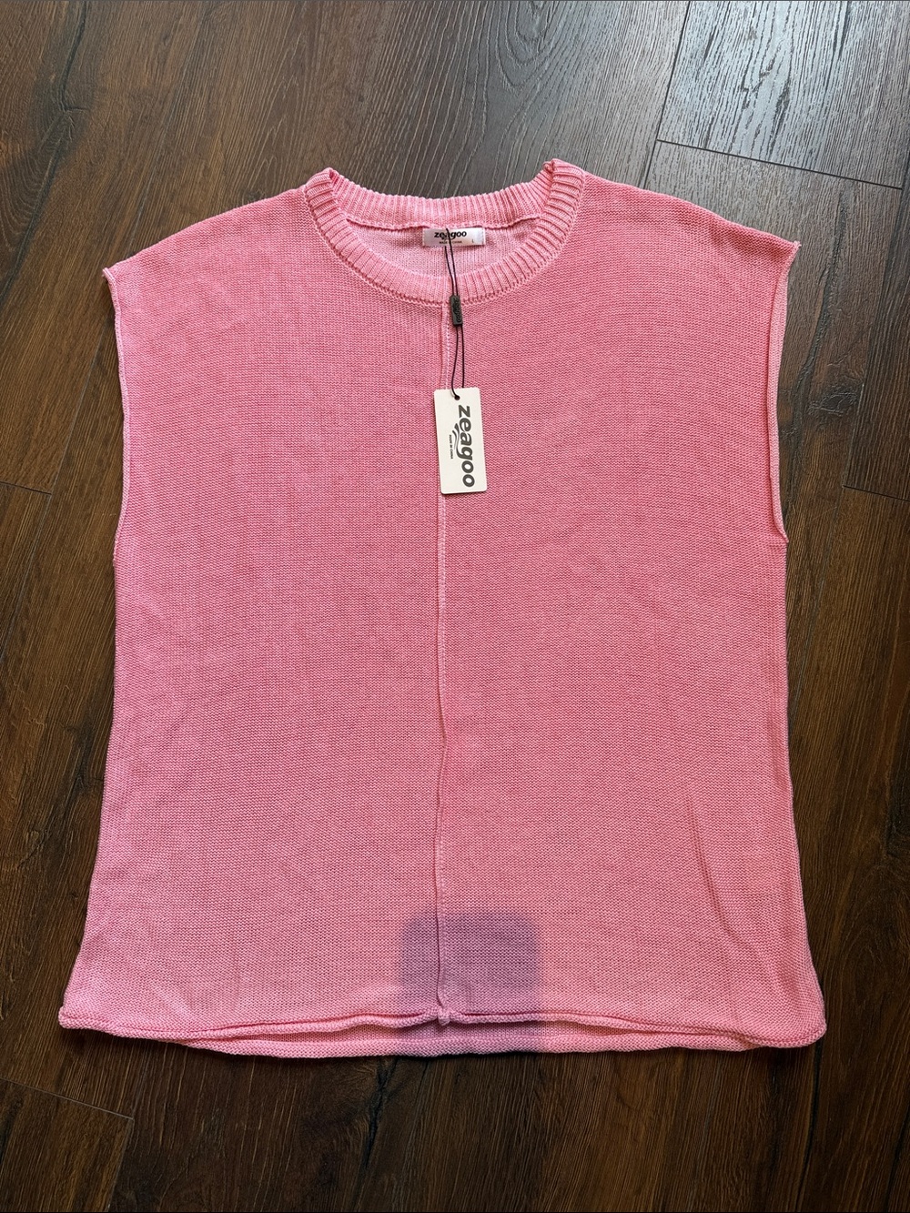 zeagoo Soft Pink Sleeveless Knit Sweater Large